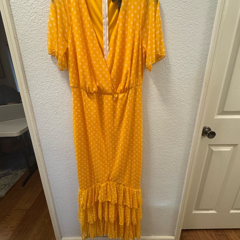 Ashley Stewart Yellow Polka Dot Maxi Dress
